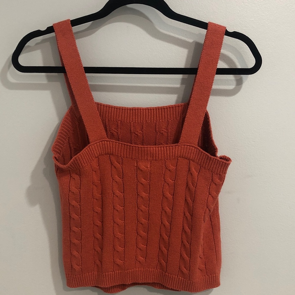 JOIE Burnt Orange Cotton Blend Twin Set Cable Knit Cardigan Sweater & Top Size S - Picture 6 of 9